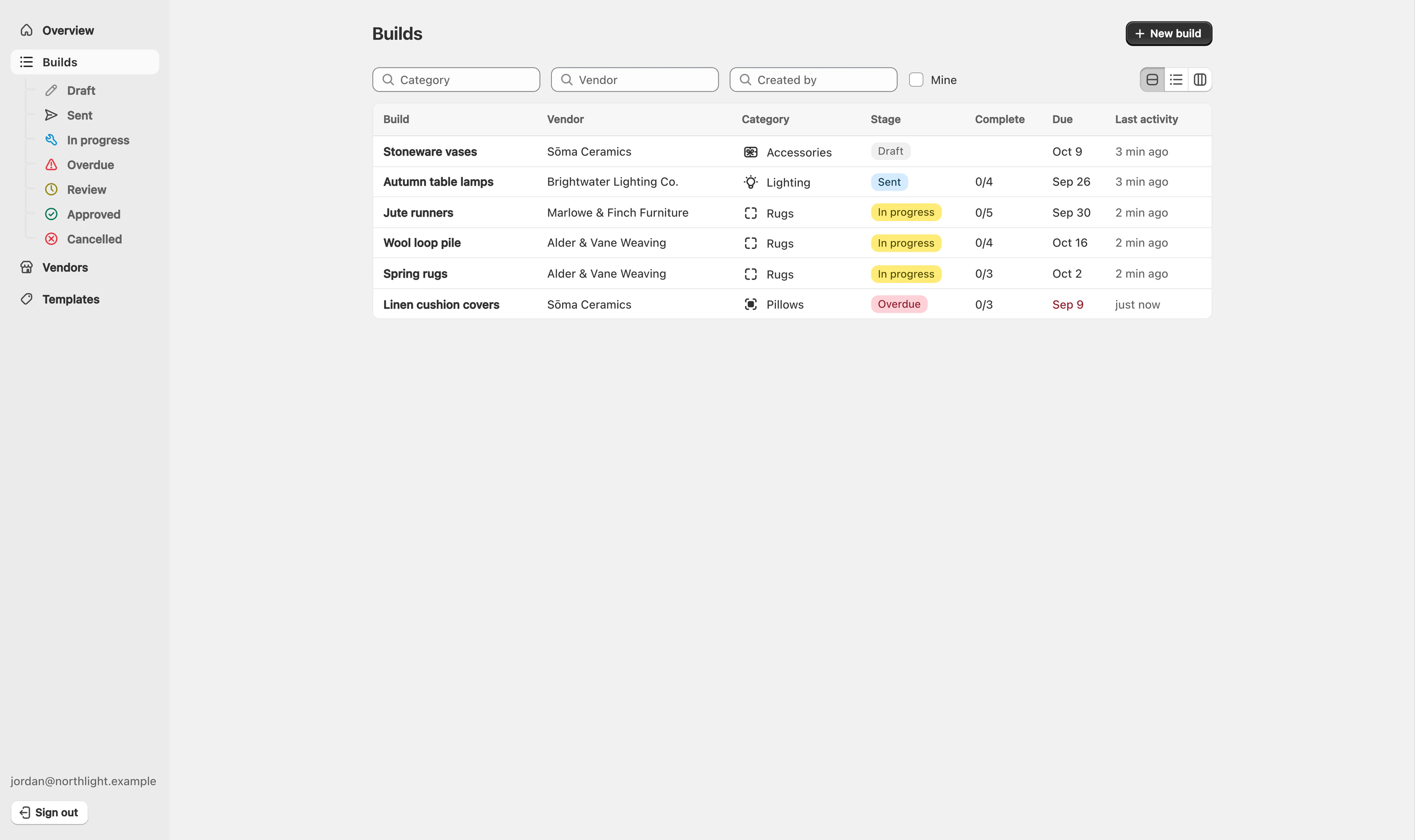 The Marzy vendor portal, with a product build and its template side by side.