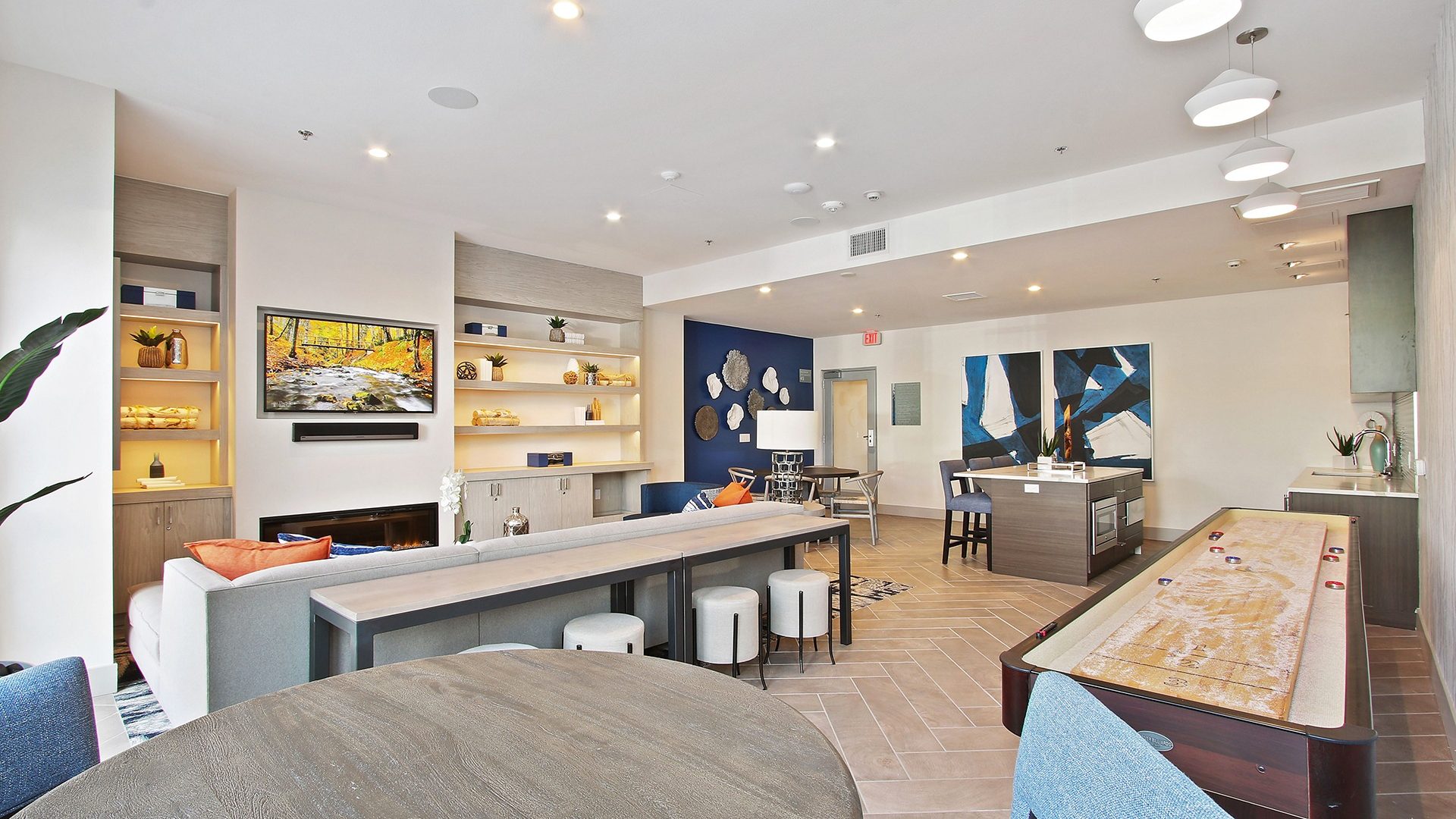 A residential clubhouse lounge from the Amoroso portfolio